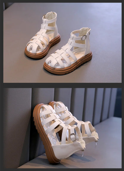 2024 Summer Kids Sandals for Girls New Fashion Children Thick Bottom High-top Roman Sandals Simple Toddlers Causal Beach Shoes