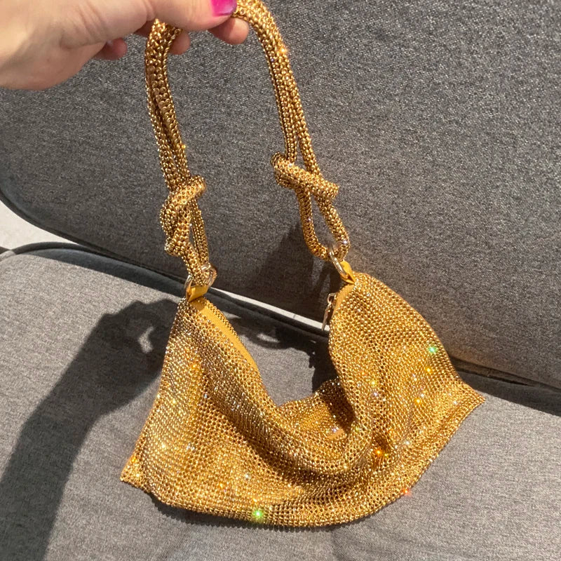 luxury Designer hobo shoulder bag handmade Shining Rhinestones Evening clutch Bag Purse Crystal Purses and handbag Hobo Bags