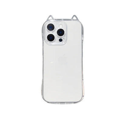 Cute Cat 3D Ears Transparent Phone Case For iPhone 17 Pro Max Air 16 15 13 11 12 14 Plus Soft Clear TPU Back Cover Shell