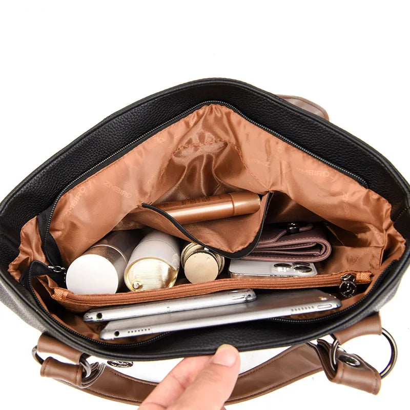 100% Cow Leather Handbag Women Genuine Leather Shoulder Bags Natural High Quality Cowhide Crossbody Large Capacity Messenger Bag