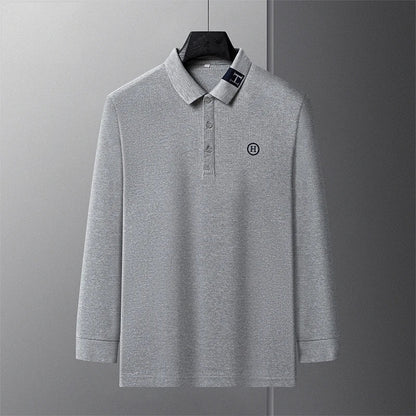 New Best-selling Spring and Autumn Men's Trendy Fashion Lapel Embroidered Long Sleeved Top Polo Shirt Sweatshirt T-shirt
