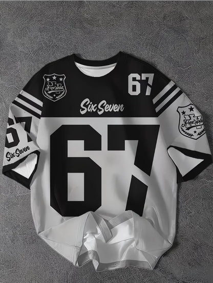 Summer Number Digital 3D Printed T-Shirt for Kids Sports Style Top Patchwork Short Sleeve Sports Football Jersey Y2k Loose Tops