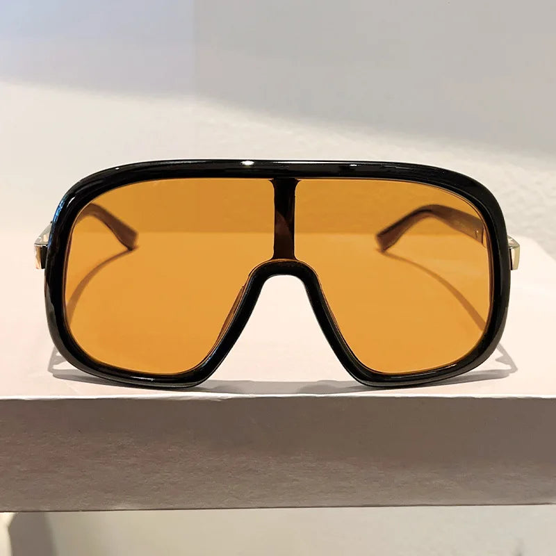 New Big Frame Sunglasses Women Men Luxury Goggle One Piece Sun Glasses Female Vintage Brand Designer Punk Shades UV400 Eyewear