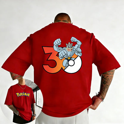 30th Anniversary Machamp Printed T-shirt Summer New Men's and Women's Loose Casual Hip Hop Trendy Short Sleeve Top