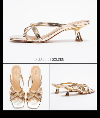 Women's Sandals Summer Cowhide New Thin Belt Business Fashion Sandals Wedding and Dinner Shoes