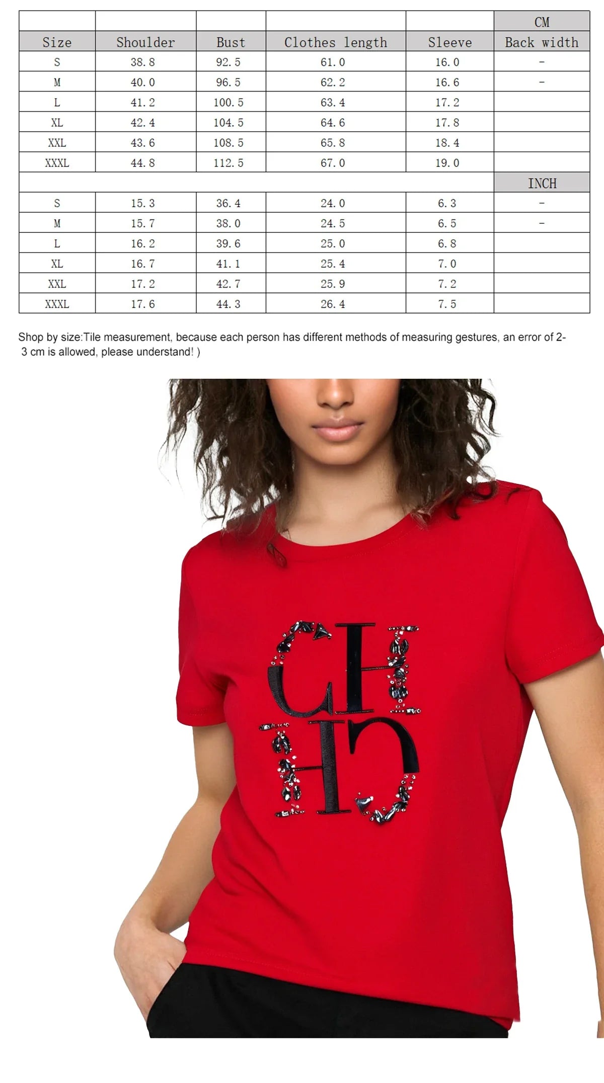 Women's T-shirt 2025 New Hand Embroidered Heavy Industry Casual Top Simple Round Neck Short Sleeve Women's Clothing