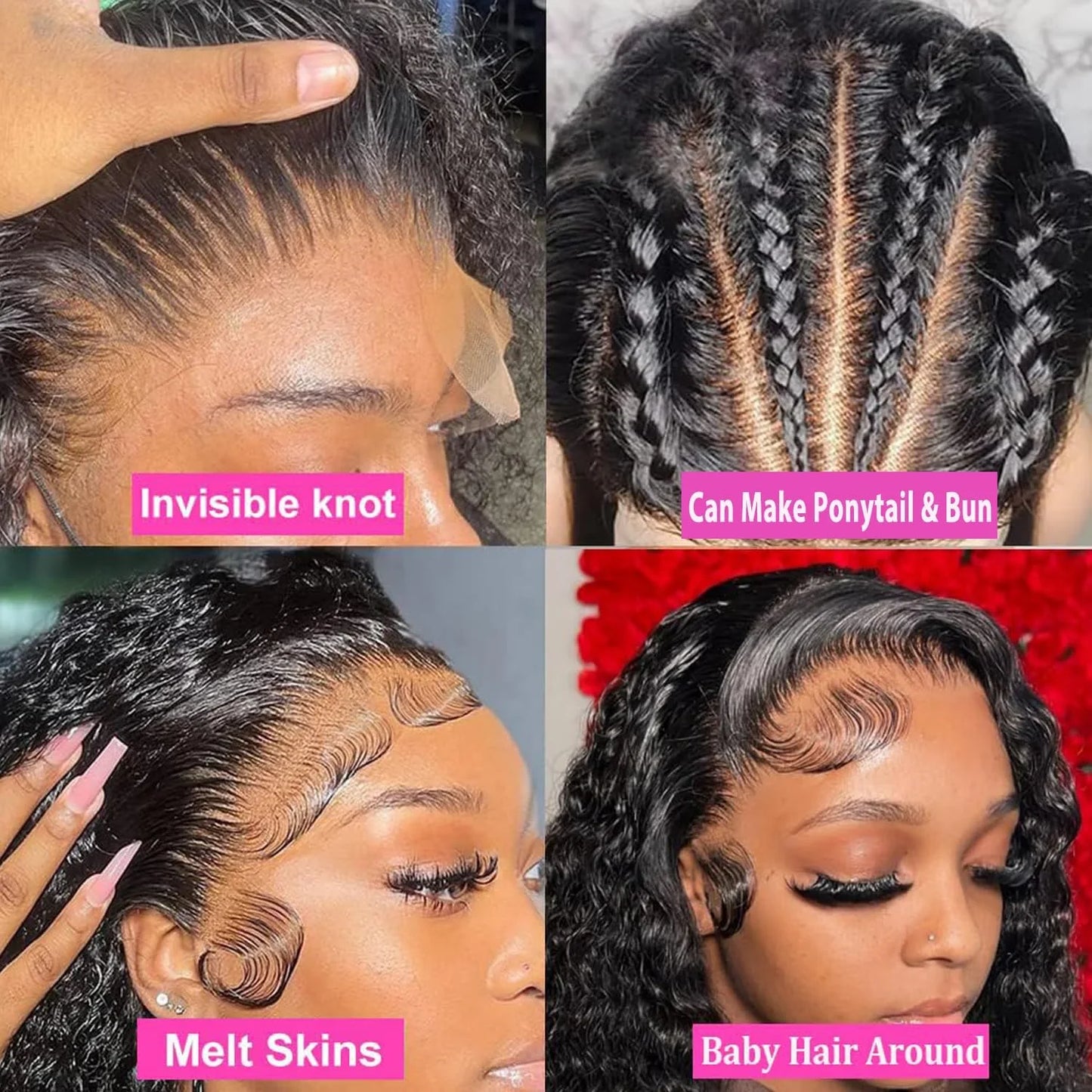 360 Full Lace Wig Invisible Drawstring Deep Wave Frontal Wig Curly Human Hair Wigs Brazilian 13X4 Hd Lace Wig 220 Density 36Inch