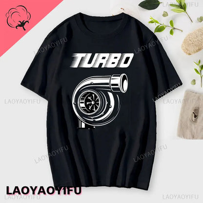 New Boost Turbo Engine Printing T-Shirt Car Parts Funny Mechanic Cotton Teemen 2024 Summer Fashion Top Personality Mans Clothing