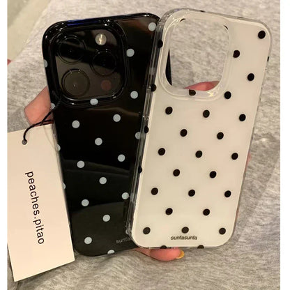 Black White Polka Dot Phone Case For iPhone 17 Air 16 Pro Max 15 14 Plus 13 12 Mini 11 Shockproof Silicone Back Cover