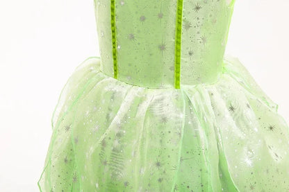 Girls Cosplay Green Fairy Tinker bell Dress Kids Princess Flower Fairy Wings Costume Party Tinkerbell Tinker Bell Dresses