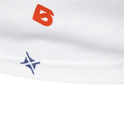 ‌2025 Summer New Men's Solid Color Polo Shirt with Printed Turn-Down Collar Casual Slim Fit Breathable Comfortable Top‌