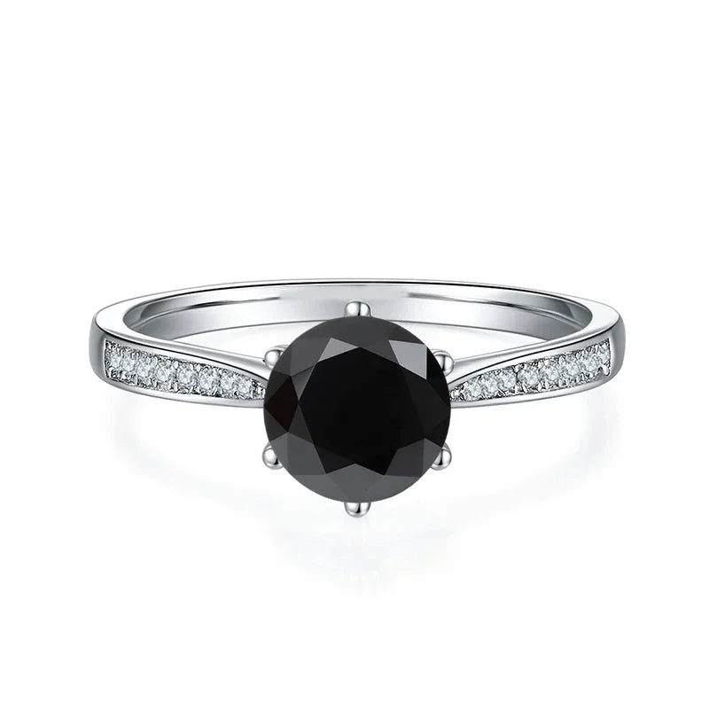 1ct 6.5mm Red Blue Pink Yellow Green Purple Black Moissanite Ring Sterling 925 Silver Wedding Party Band for Women Gifts