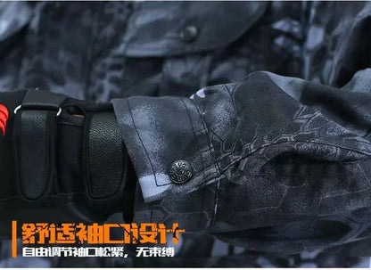 Black Python Pattern Wear-resistant Overalls Labor Insurance Cloth Uniform Men's Soft Tracksuit Outdoor Suit