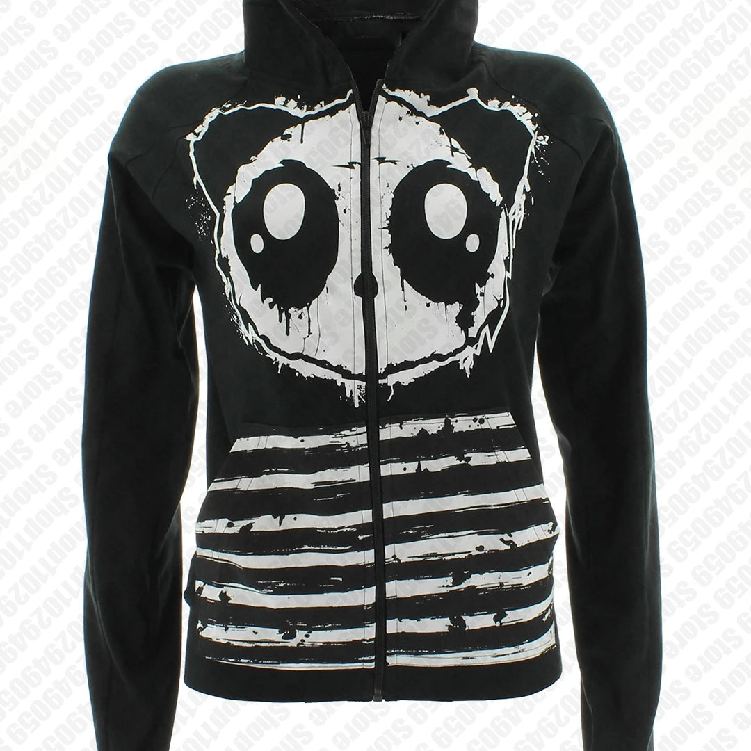 2000s New Gothic Harajuku Women Sportswear Tend Printed Hoodie New Street Clothes Men and women Zippered Hooded Emo Girl Y2k Top
