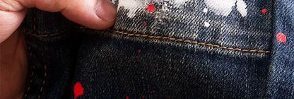 2024 Spring and Autumn New Fashion Trend Printed Straight Leg Stretch Jeans Men's Casual Loose Comfortable High Quality Pants