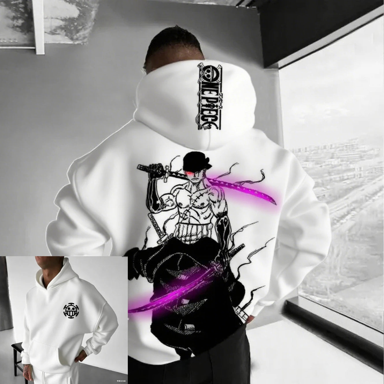 Anime Men Hooded Sweatshirt Spring Autumn Cotton Streetwear Casual Hoodie Graphic Print Cosplay Long Sleeve Tops