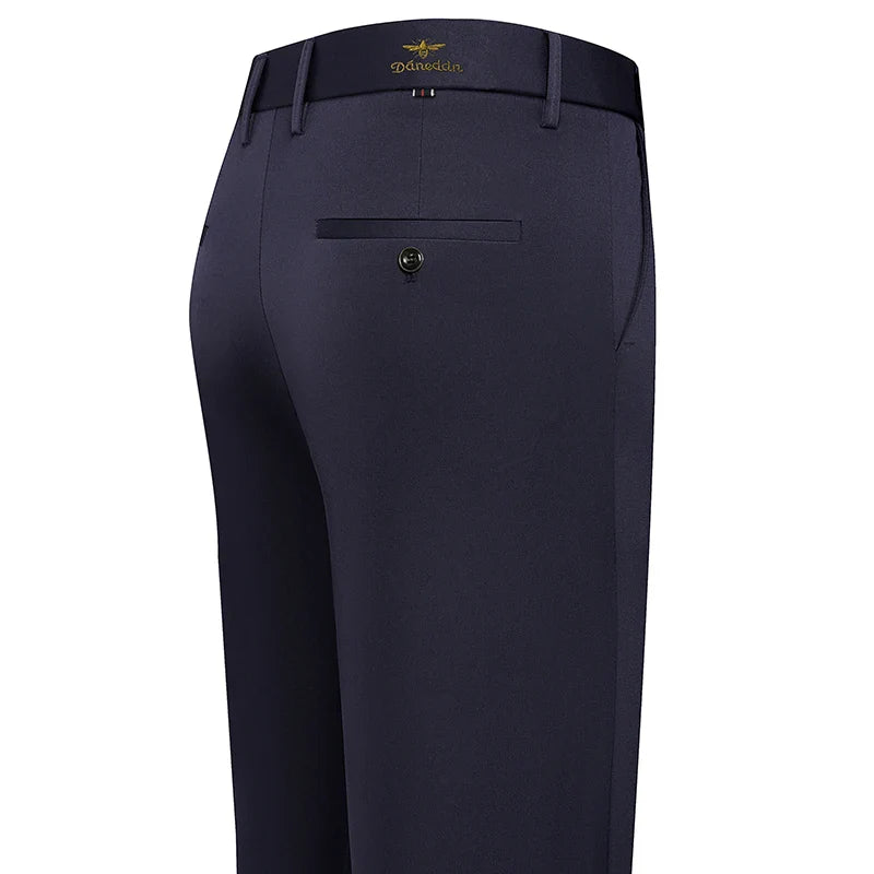 Mens Embroidery Trousers Casual Business Suit Pants Stretch Golf Dress Pants Men 4-Way Elastic Classic Black Trousers