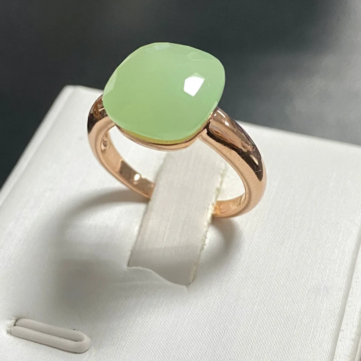 Trendy 12.6mm Flat Rose Gold Ring 35 Candy Colors Green Amethyst Turquoise Crystal Jewelry Gift for Women