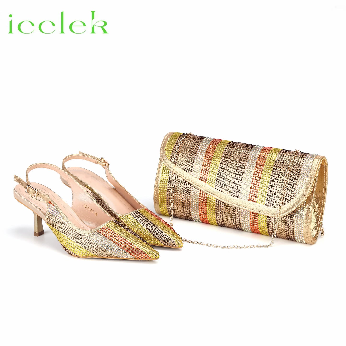 Italian Design African Women's High Heels Pointed Toe Sandals Party Wedding Party Magenta Color Shoes and Bags Set