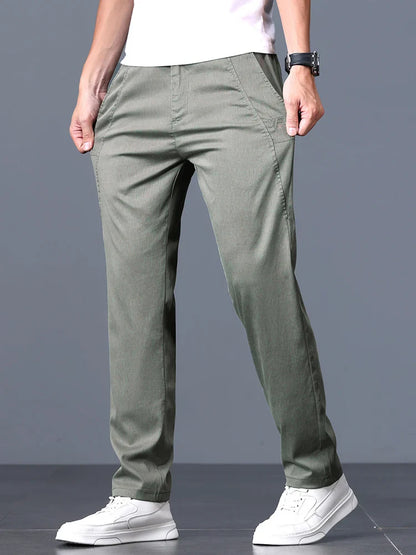 2025 Spring Thin Brand Men's Lyocell Pants Casual Business Straight Elastic Waist Comfortable Trousers Pants for Male