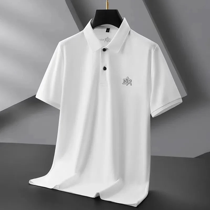 Designer brand 100%cotton short sleeve polo shirt summer trend letter embossed lapel top casual golf T-shirt business men's wear