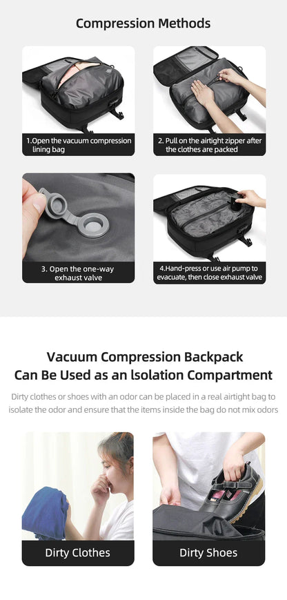 Travel casual Backpack 16 inch vacuum compression Laptop Backpack USB charging school Backpack Extended Hiking Business backpack