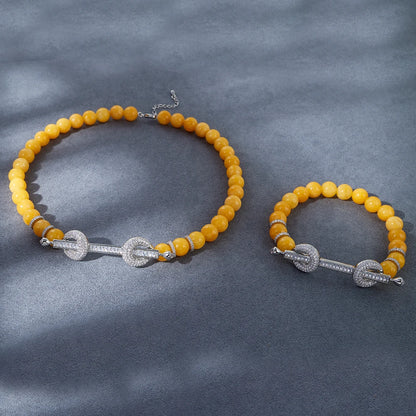 015810 Beaded Choker for Women Color Natural Stone Necklace Set Daily Wear Ceremony Engament Cocktail Party Jewelry Accessories