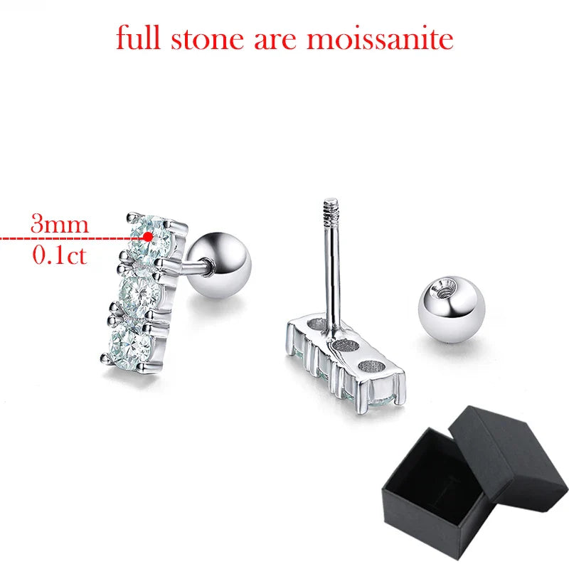 0.6CTTW Screw Buckle Moissanite Stud Earrings for Women Lab Created Diamond Wedding Jewelry S925 Sterling Silver Earring