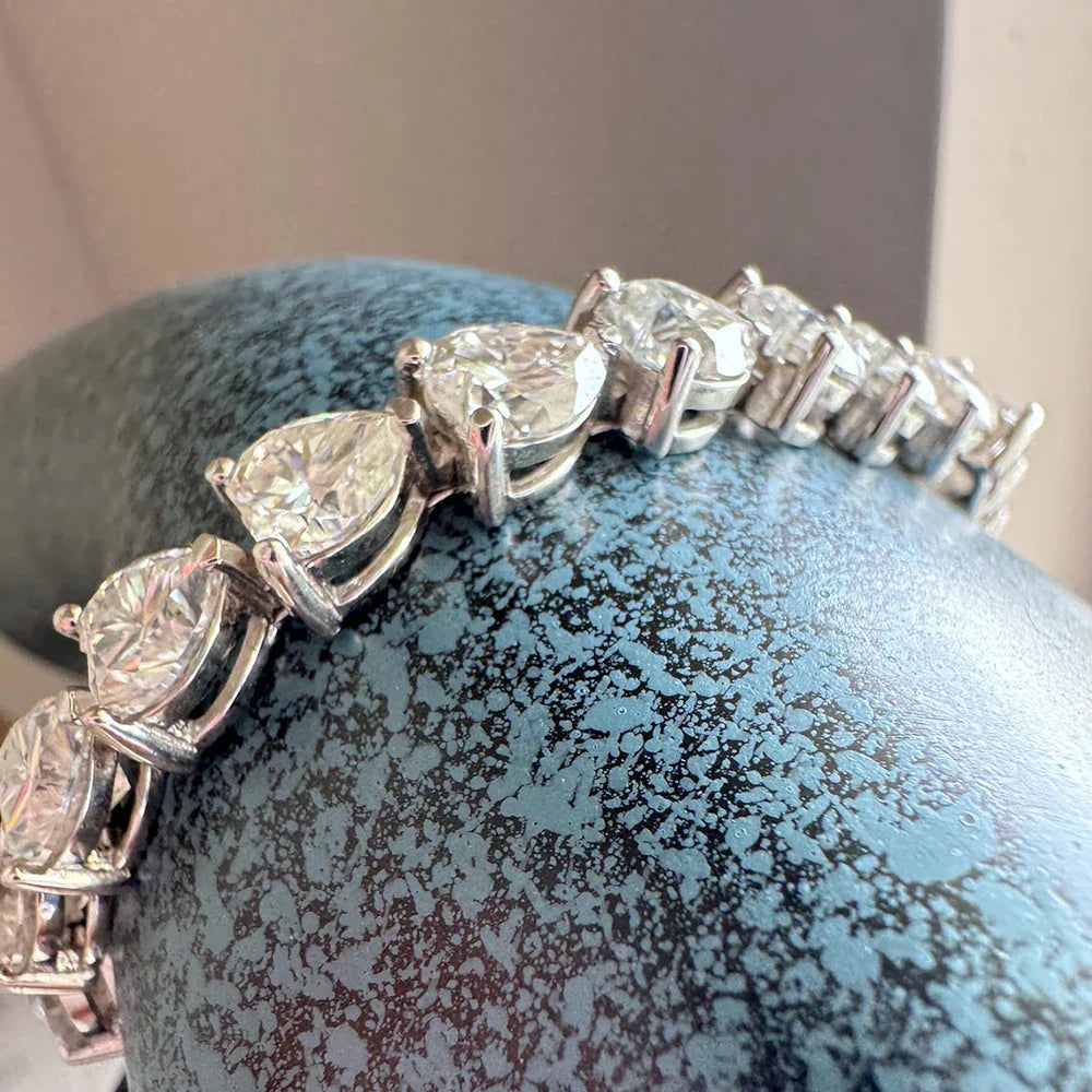 3/5/6.5mm Heart Cut Moissanite Tennis Bracelet with Certificates 925 Sterling Silver Sparkling Diamond Bracelets for Women