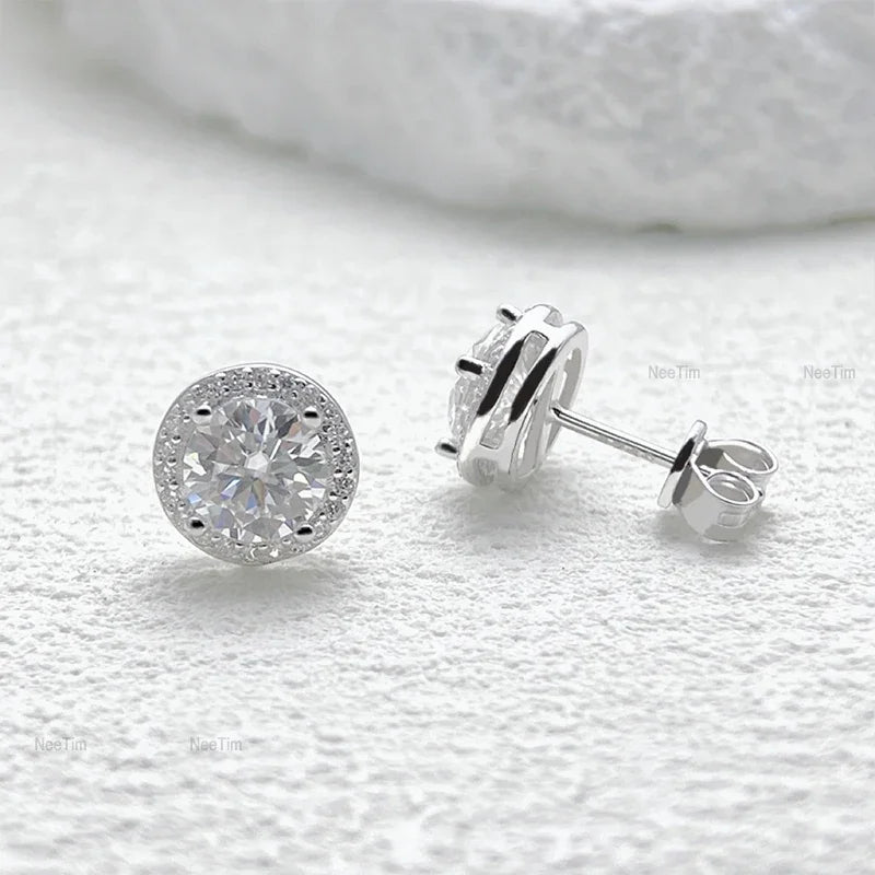 0.5-2CT Moissanite Stud Earrings for Women Sparkling Lab Diamond Sterling Silver S925 Wedding Party Jewelry Certified