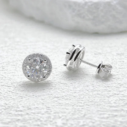 0.5-2CT Moissanite Stud Earrings for Women Sparkling Lab Diamond Sterling Silver S925 Wedding Party Jewelry Certified