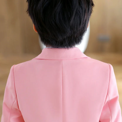 Pink Rose Embroidery Kids Formal Suit Set 3 Pieces Blazer Pants Tie Boy Wedding Suit Communion for Boys Tuxedos Teen Suit