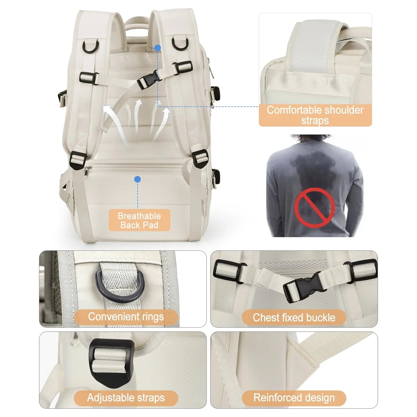 Travel Backpack for Women Expandable Weekender Hiking Laptop Backpack with USB Port Large Waterproof 40L Men's Backpack
