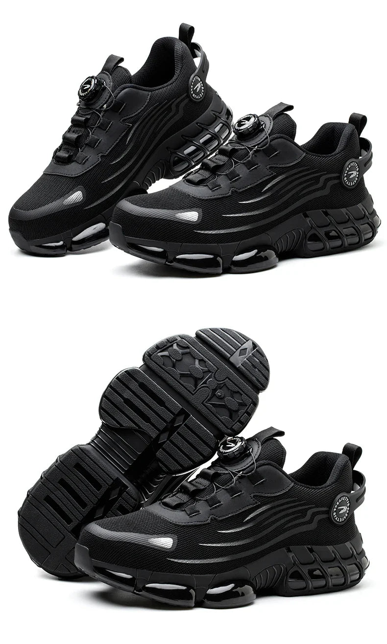Rotary Buckle Work Safety Shoes For Men and Women Air Soft Sole Lightweight Protective Work Sneakers Men Breathable Boots