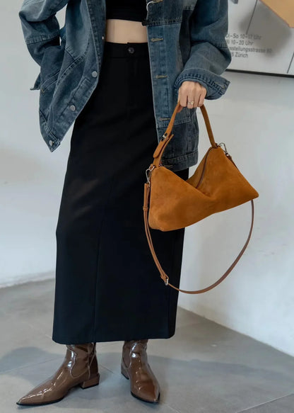Genuine Leather Fashion Autumn Winter Boston Tote Soft Matte Suede Cow Leather Women's Handbag Shoulder Crossbody Bag For Women
