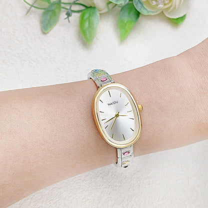Fashion New Niche Watch Female Style Female Student Ellipse Quartz Watch Stainless Steel Strap Width 9mm Everyday Gifts
