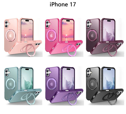 For iPhone 17/17 Pro/17 pro Max/17 Air Case with 360° Rotatable Matte Magnetic Ring Hidden Stand Drop-Proof Protection