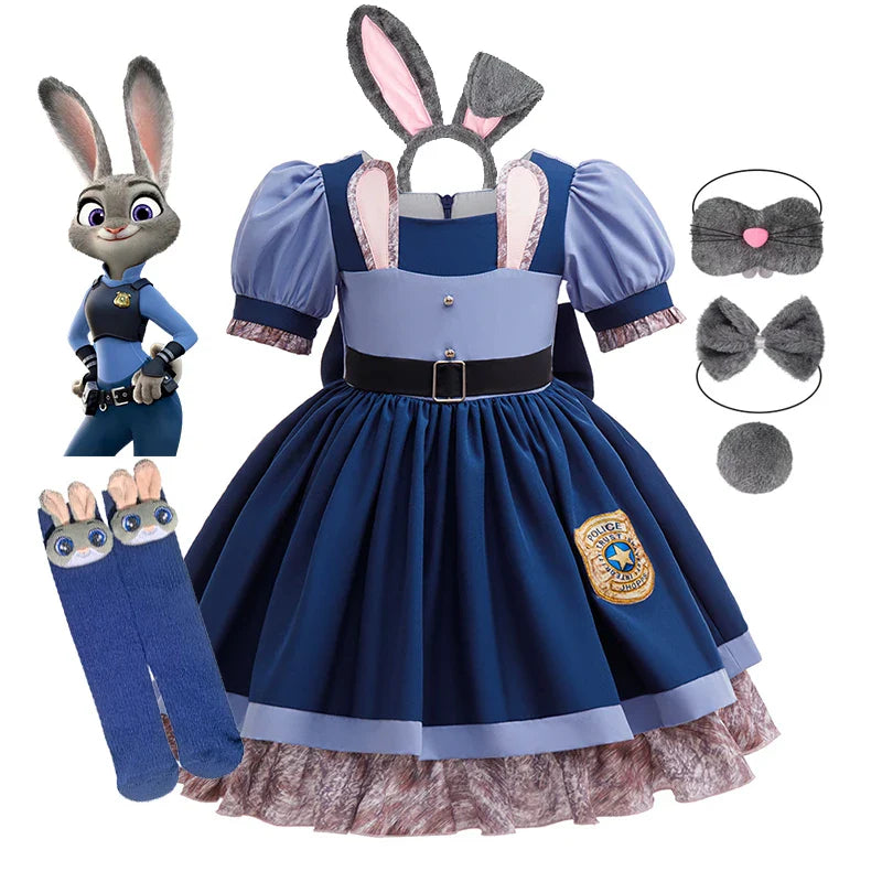 Fantasia de Judy Hopps Zootopia para Cosplay, Vestido de Roleplay para Menina, Fantasia Clássica de Halloween, Apresentação, Presente de Aniversário para Menina