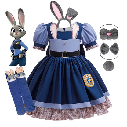Fantasia de Judy Hopps Zootopia para Cosplay, Vestido de Roleplay para Menina, Fantasia Clássica de Halloween, Apresentação, Presente de Aniversário para Menina