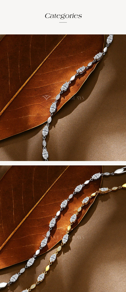 Marquise Round Cut Moissanite Tennis Bracelets D VVS1 Real S925 Silver for Women Man Passed Diamond Tester Jewelry Gift