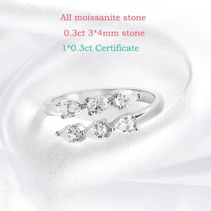 Test Passed 3*4MM Moissanite Rings for Women Lab Diamond Wedding Band 925 Sterling Silver Female Crown Single Tail Ring