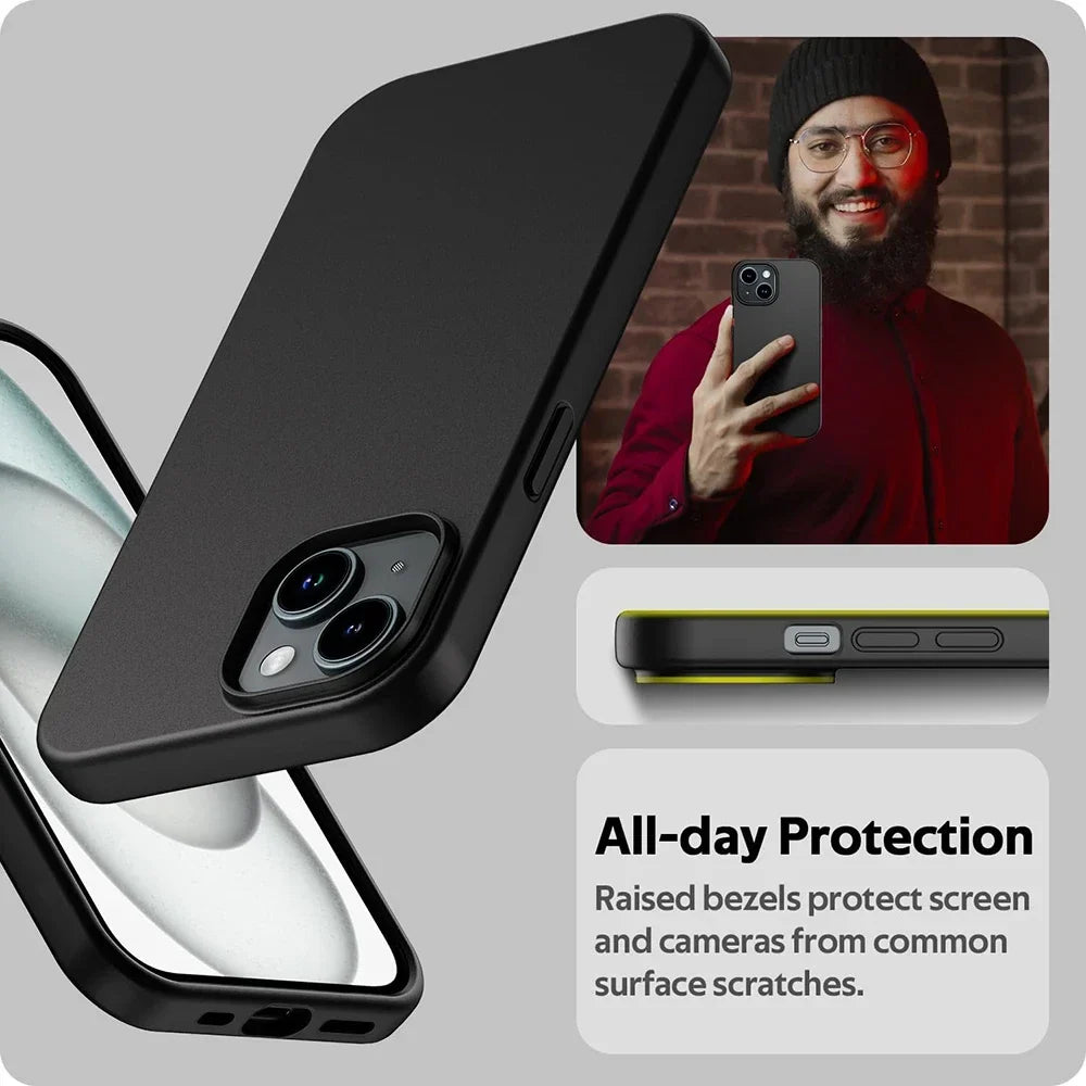 Case For iPhone 15 14 Plus 13 12 Mini 11 Pro XS Max X XR SE 2 3 7 8 Plus Ultra Thin Solid Black Cover