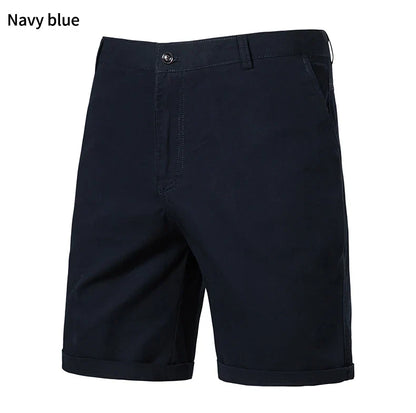 8 Colors Mens Cotton Casual Shorts Summer Business Casual Knee Pants Classic Khaki American Style Streetwear Golf Shorts Beige