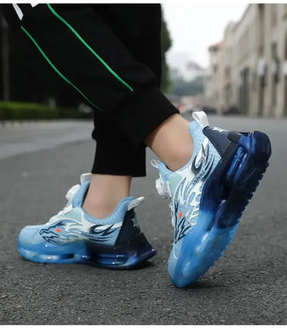 New Anti-skid Leather Kids Sneakers for Boys Running Walking Lightweight Casual Shoes With Fashion Dragon Pattern Size 28-39