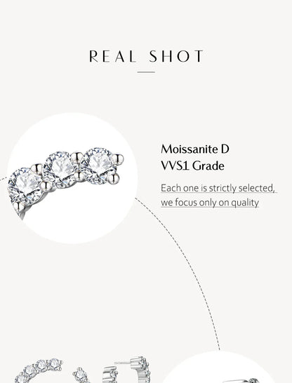 Moissanite Hool Earrings 925 Sterling Silver Passed the Diamond Test Wedding Earrings for Women Gift Fine Jewelry Band