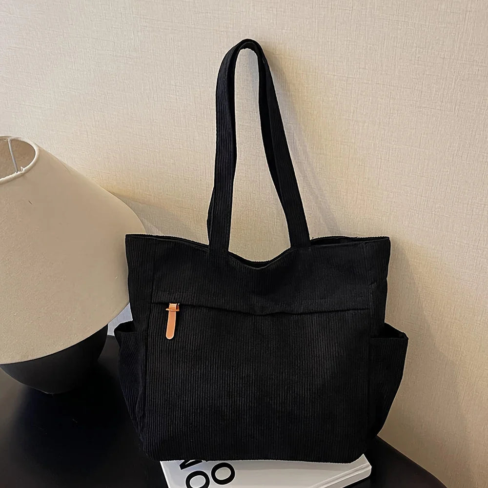 Fleece Canvas Bag Autumn and Winter New Versatile Large Capacity Tote Bag Student Single Shoulder Commuting Tote Bag