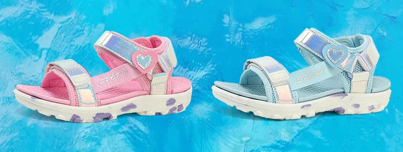 Princess Girls' LED Sandals Children's Toddler Sports Beach Pink blue Girls' Soft Shining Shoes Outdoor Soft  Anti-Slip LED Shoe