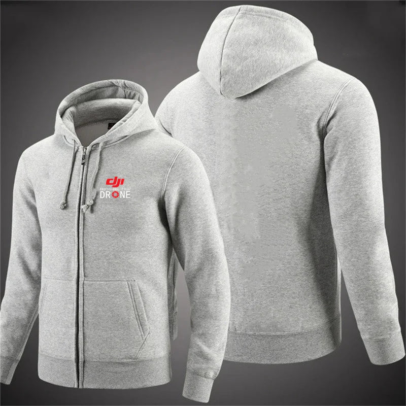 Professional Pilot Drone Autumn Hooded Sweatshirts Men's Hoodie Cardigan Solid Color Classic Jacket Clothing Tops