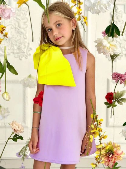 2024 New Girls party dress Bow Princess EidalFitr New In Dress Sleeveless Holiday Children Clothing  Party Costume Girls Clothes