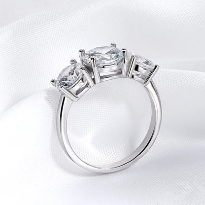 White Gold 4/2CT Moissanite Ring for Women Sparkling Lab Grown Diamond Wedding Band S925 Solid Silver Jewelry Wholesale